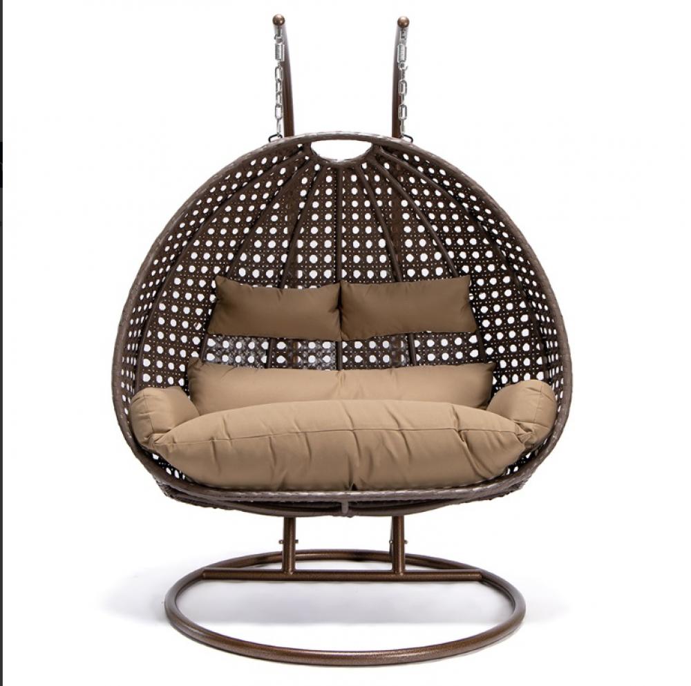 Deluxe Polyrattan Hängesessel TWIN braun oder grau mit Abdeckung<br>(Variante: Hängesessel braun + Abdeckung) Deluxe Polyrattan Hängesessel TWIN braun oder grau mit Abdeckung<br>(Variante: Hängesessel braun + Abdeckung)